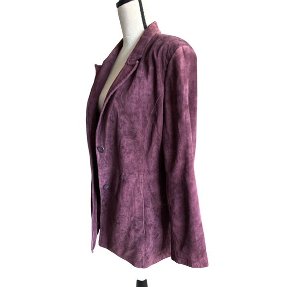 St. John's Bay Purple Jacket Suede Blazer Washable Pockets 2 Button Lined Large - Picture 5 of 7